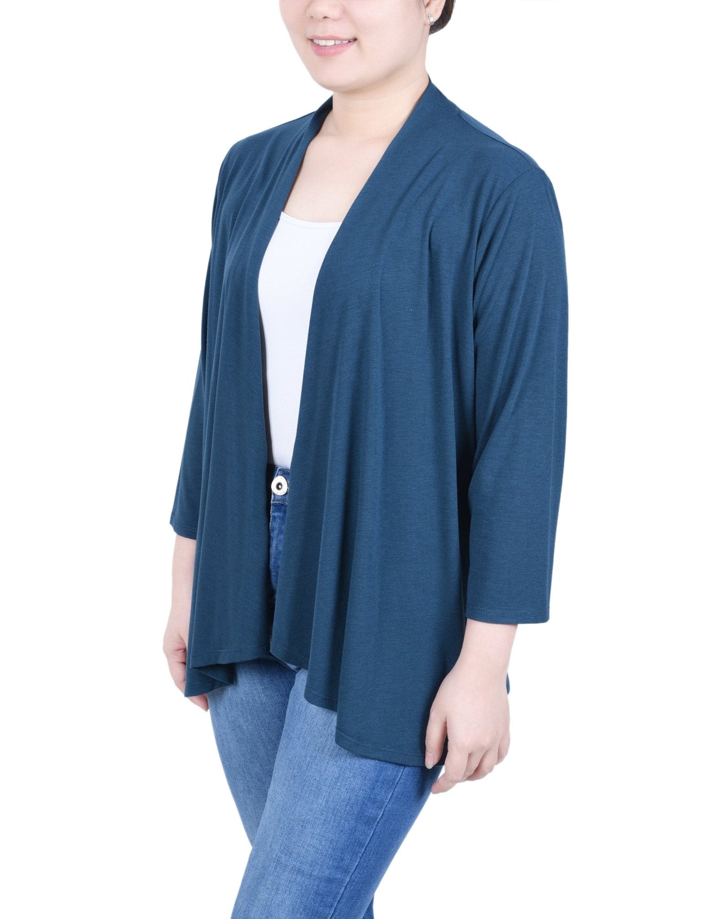 3/4 Length Sleeve Solid Cardigan - Petite