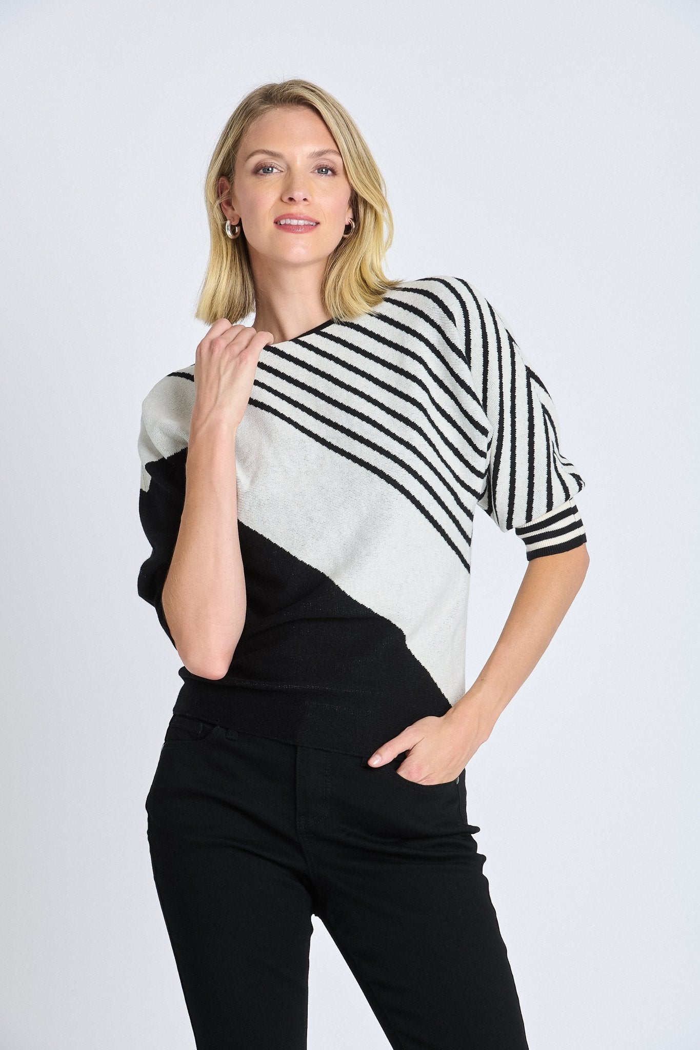 Striped Color Block Dolman Sweater