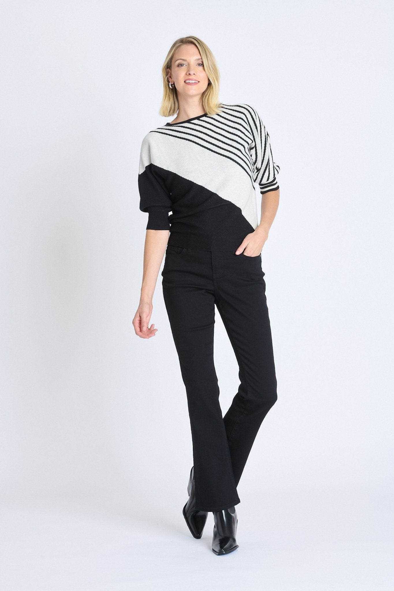 Striped Color Block Dolman Sweater