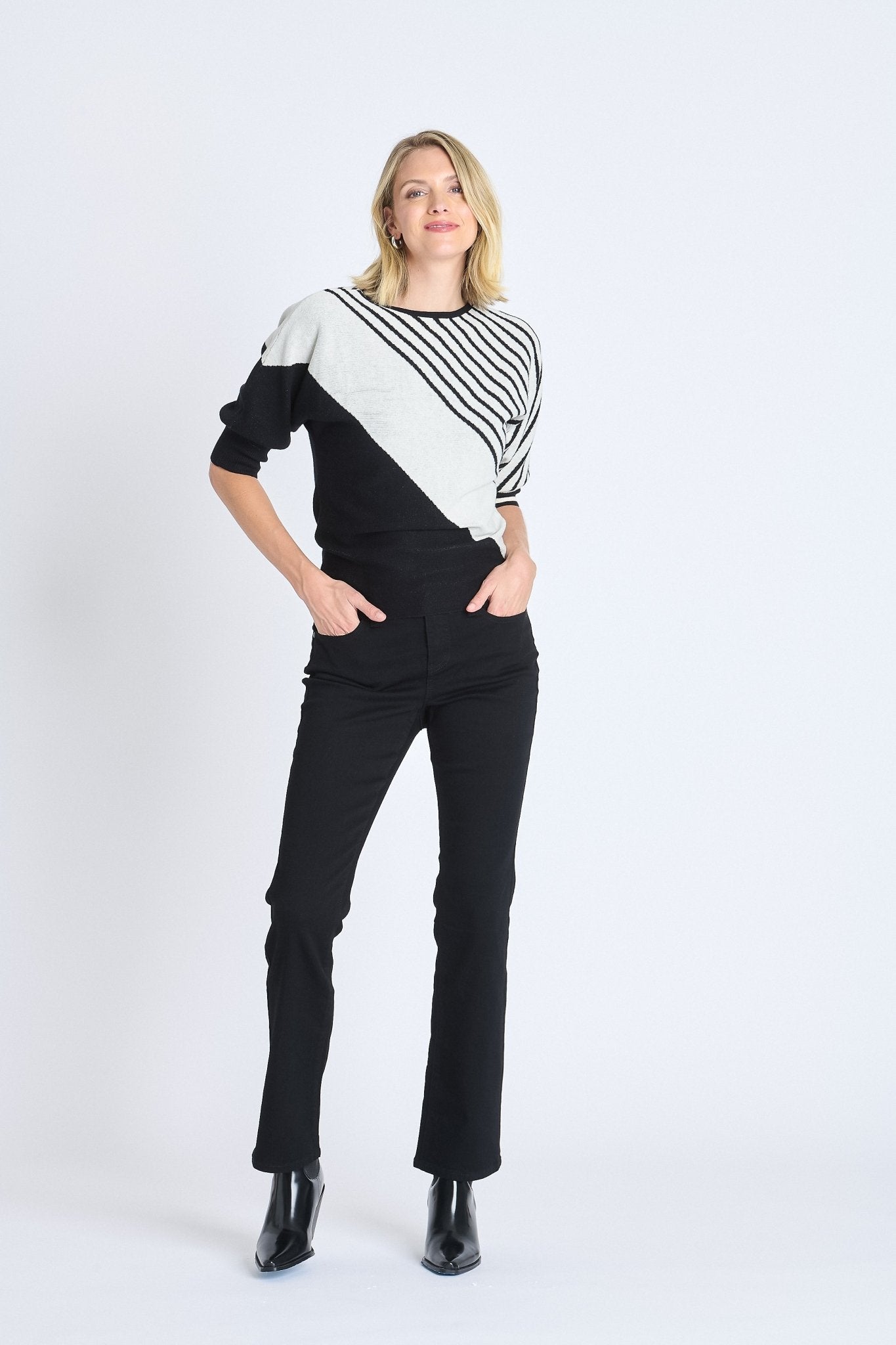 Striped Color Block Dolman Sweater - DressbarnPullover