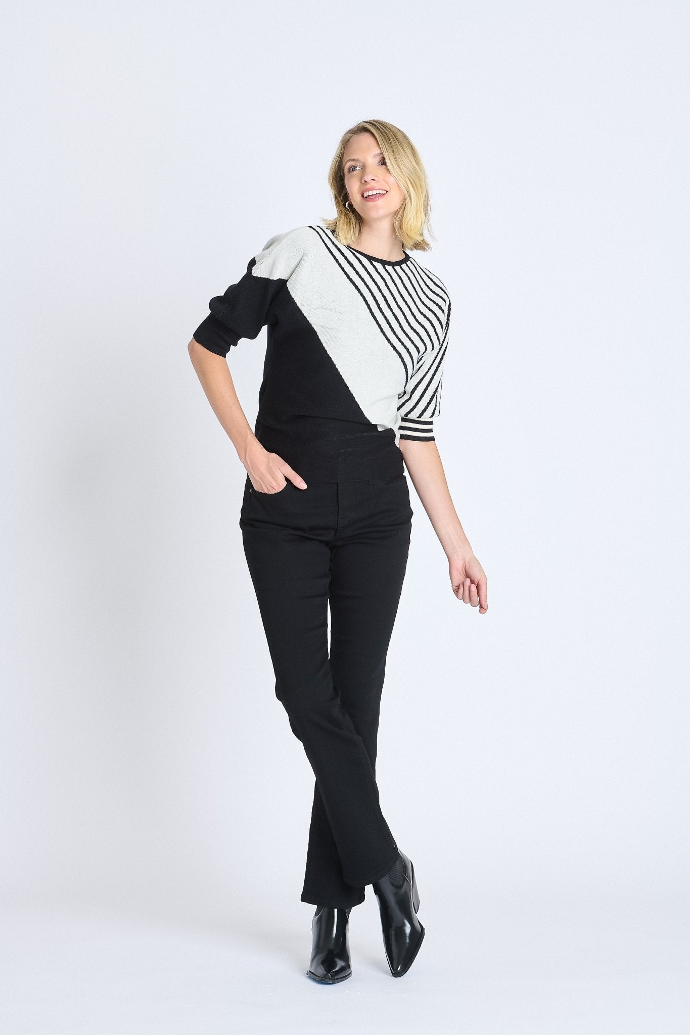 Striped Color Block Dolman Sweater