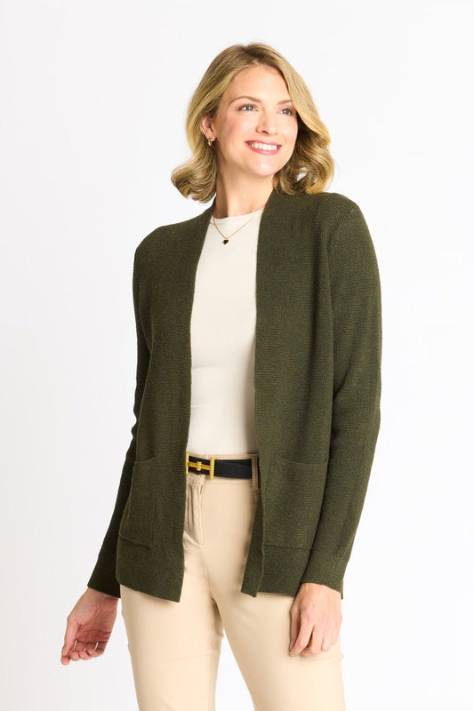 Waffle Stitch Cardigan Sweater with Pocket, Fatigue Heather - DressbarnCardigans & Completers