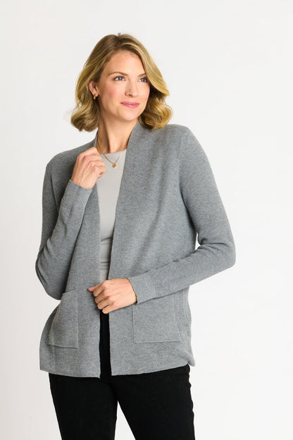 Waffle Stitch Cardigan Sweater with Pocket, Medium Grey Heather - DressbarnCardigans & Completers